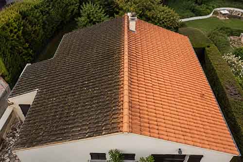 Avant après nettoyage toiture Auvergne